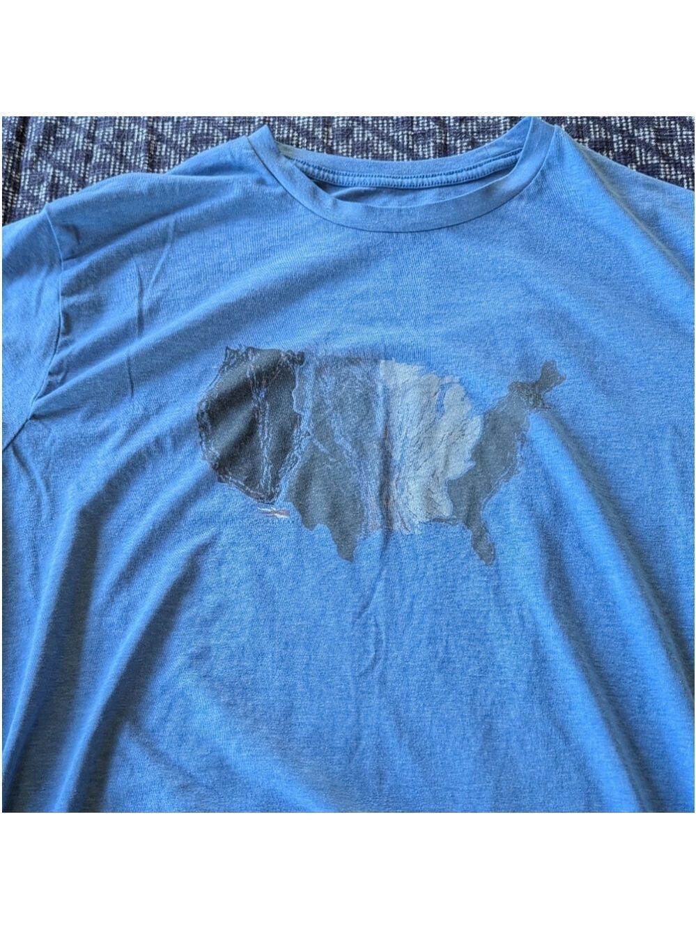 Men's Blue Graphic Tee with Map Design
